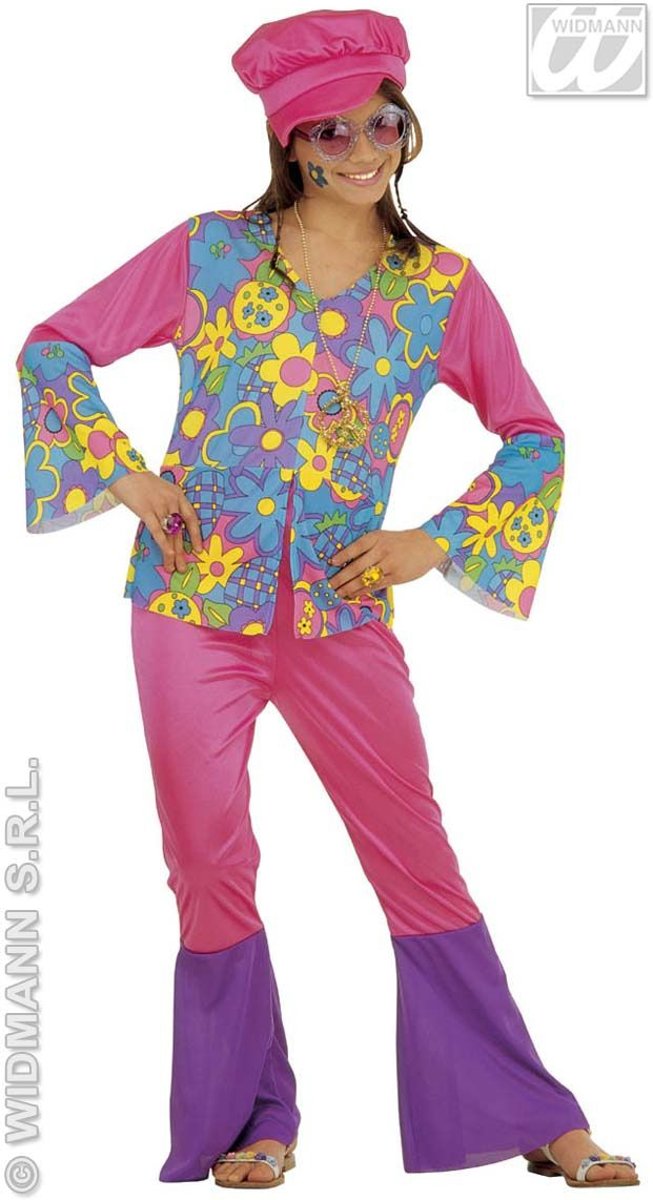 Hippie Kostuum | Hippie Meisje Ms Love Kostuum | Maat 128 | Carnaval kostuum | Verkleedkleding